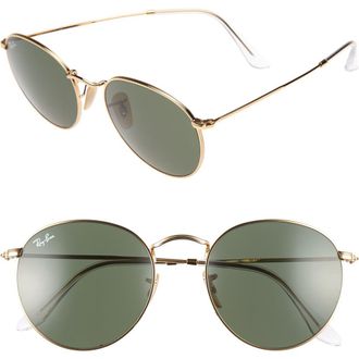 Ray-Ban Icons 53mm Retro Sunglasses in Gold/Green at Nordstrom