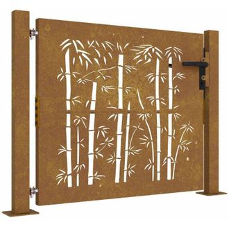 vidaXL Puerta De Jard&iacute;n Acero Corten Dise&ntilde;o Bamb&uacute; 105x105 Cm Vidaxl