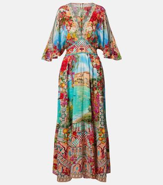 Camilla Embellished printed silk maxi dress