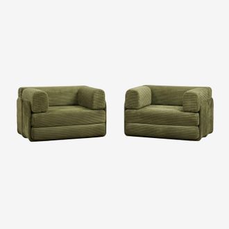 Sklum Pack De 2 Sillones Cama En Pana Envasados Al Vac&iacute;o Kyoto Sklum