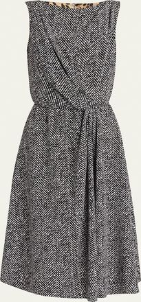 Dolce & Gabbana Draped Chevron Crepe Midi Dress