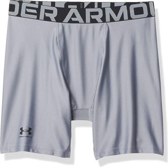 Under Armour boys HeatGear Armour Shorts, Steel (035)/Black, Youth Medium