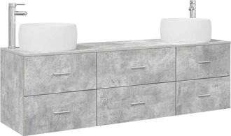 vidaXL Juego De Muebles De Ba&ntilde;o 3 Uds. Gris Hormig&oacute;n Vidaxl