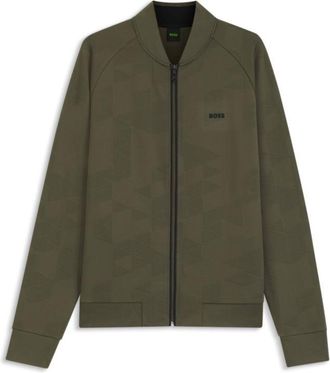 BOSS Triangle-jacquard zip-up sweatshirt with rubberized logo