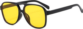 Generic Large Frame Commuter Men Sunglasses Driving Women Shopping Party Sun Glasses(Yellow)
