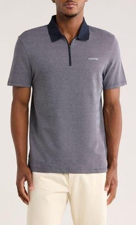 Calvin Klein Iconic Herringbone Cotton Zip Polo in Dark Sapphire at Nordstrom Rack, Size Xx-Large