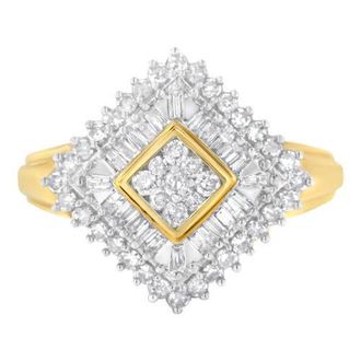 House of Brilliance 10K Yellow Gold 1.0 Cttw Diamond Ballerina Ring at Nordstrom, Size 6