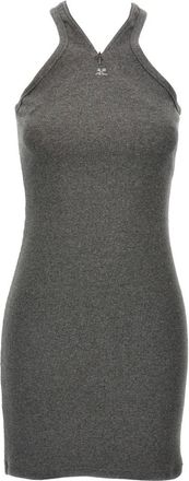 Courr&egrave;ges Kleedjes, Dames, Grijs, M, Katoen, Criss Cross 90s Mini Dress