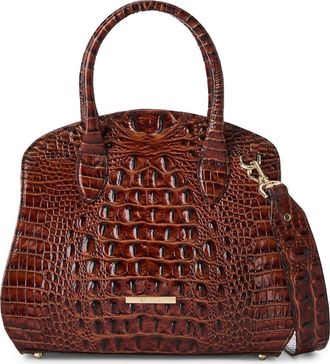 Brahmin Rosetta Croc Embossed Leather Satchel in Pecan at Nordstrom