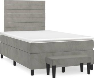 vidaXL Vidaxl - Cama Box Spring Con Colch&oacute;n Terciopelo Gris Claro 120x190 Cm