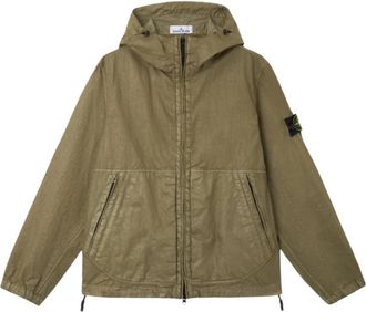 Stone Island Nylon Panama Hooded Jacket - Heren - Zomerjassen - Groen - M - Nylon - Jassen