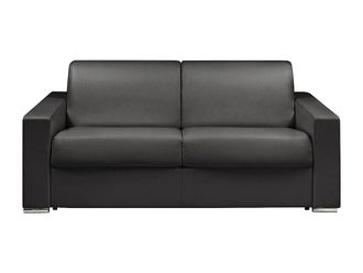 VENTE-UNIQUE.COM Sof&aacute; cama piel sint&eacute;tica 3 plazas negro 194x223cm