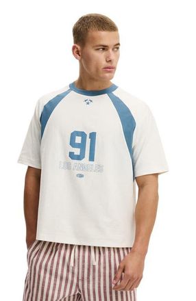 Cotton On Mens Cropped Fit Graphic T-Shirt in Vintage White Copen Blue La at Nordstrom, Size Xx-Large