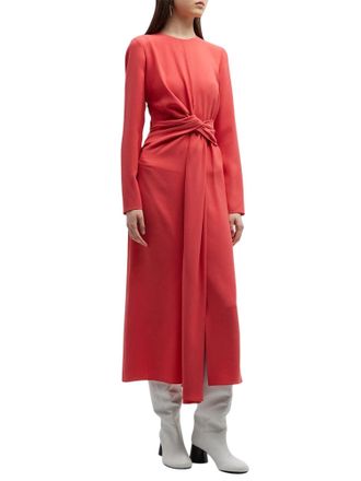 Lafayette 148 New York Finesse Crepe Twist Dress In Coral