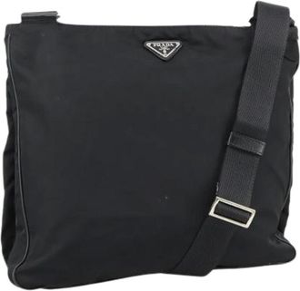 Prada Pre-owned Cross Body Bags, female, Black, Size: ONE SIZE Pre-owned Nylon Cross Body Bag