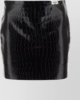 Versace waist-high leather skirt with crocodile motif