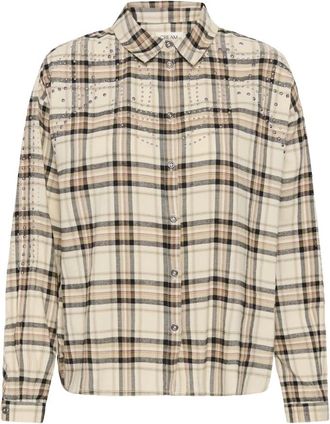 Cream Bleached Check Shirt - Dames - Overhemden - Veelkleurig - S - Overhemden
