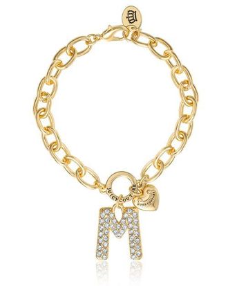 Juicy Couture Pav&eacute; Initial Charm Bracelet, 7.5 Gold Tone Link in Letter M at Nordstrom