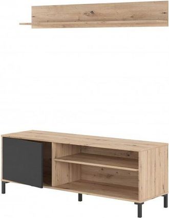 Forés Fores - Mueble para tv 135x40x49 cm roble y gris antracita con 1 estante - Roma