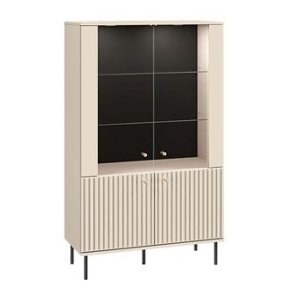 Petits Meubles Vajillero 4 puertas con led cachemira melamina beige