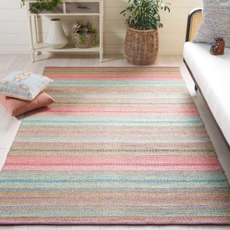 Safavieh Montauk Machine Made Area rug, Blue / Pink Bohemian Style Easy Care