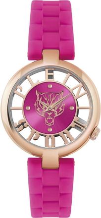 Plein Sport Tiger Luxe Quartz Silicone Strap Watch, 36mm in Rose Gold at Nordstrom Rack