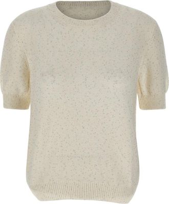 Gran Sasso Gevlochten Katoenen Trui - Dames - Ronde hals truien - Wit - XL - Katoen - Truien & Vesten