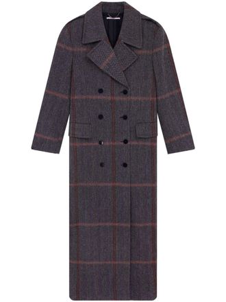 Stella McCartney plaid-check wool maxi coat - women - Wool - 36 - Grey