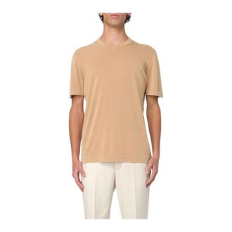 Drumohr Tops, Heren, Bruin, L, Short Sleeve Crew Neck Knit Top