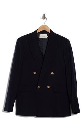 Frame Denim Double Breasted Wool Blazer in Dark Navy at Nordstrom Rack, Size 38