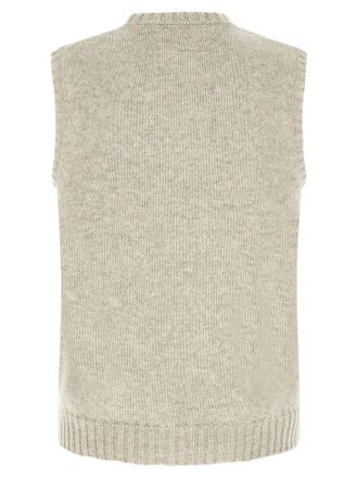 Maison Margiela Logo-Embroidered Wool Blend Tank Top - Gray