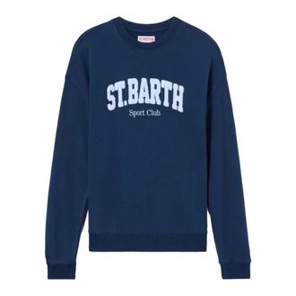 MC2 Saint Barth Cotton Fleece Crewneck Sweatshirt - Dames - Sweatshirts - Blauw - M - Katoen - Hoodies & sweatvesten