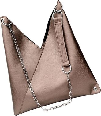 Yarnow Large Capacity Fashion PU Chain Crossbody Bag for Women Stylish Golden Shoulder Purse for Party Shopping Dating and Everyday Use