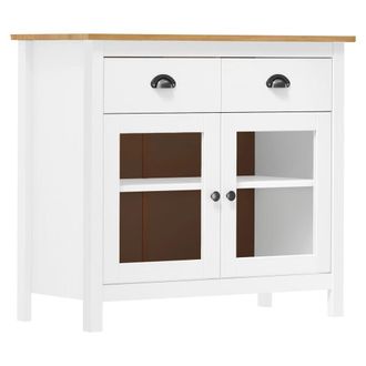 Berkfield Home Sideboard Hill White 90x40x80 cm Solid Pine Wood | Size: 90 x 40 x 80 cm