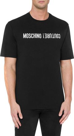 Moschino Mens Couture Text Tshirt - Black Cotton - Size Medium