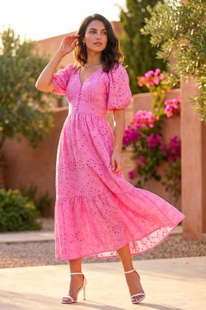 DUSK Broderie Anglaise Tiered Maxi Dress