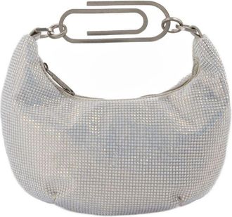Off-white Crystal-Embellished Shoulder Bag Silver