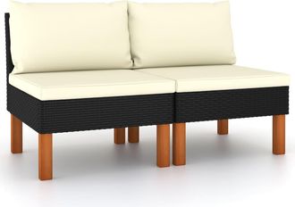 vidaXL Sof&aacute;s Centrales 2 Uds Rat&aacute;n Sint&eacute;tico Y Madera De Eucalipto Vidaxl