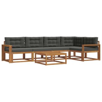 vidaXL Conjunto De Sof&aacute;s De Exterior 6 Pcs Natural Y Antracita Vidaxl