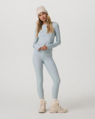 Vuori Clothing Clean Elevation Legging - Short | Blue Haze Heather | Medium