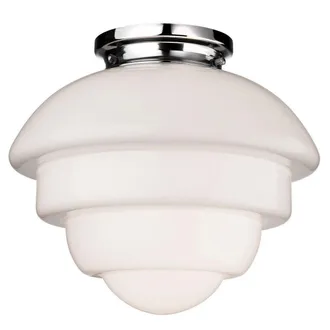 Netlighting Art 1 Light Flush Light Chrome Opal White Glass E27 in Clear