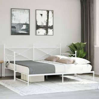 Berkfield Home Durable Daybed with Trundle without Mattress White 100x190 cm Steel