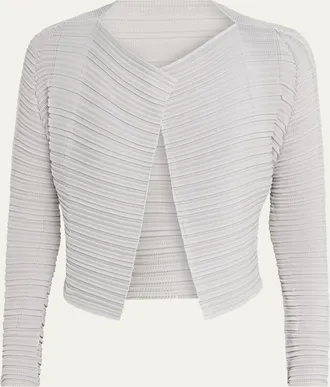 Issey Miyake Jiggly Pleated Plisse Open Cardigan