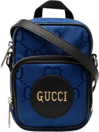 Gucci Pre-owned Off The Grid Nylon Leather Shoulder Bag - unisex - Vintage Schoudertas - Blauw - ONE Size - Nylon - Vintage