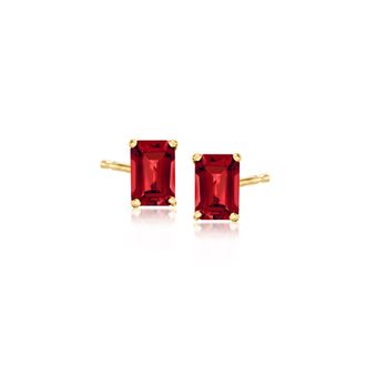 RS Pure by Ross-Simons Garnet Stud Earrings in 14kt Yellow Gold