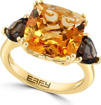 Effy Citrine & Smoky Quartz Ring in Yellow at Nordstrom Rack, Size 7
