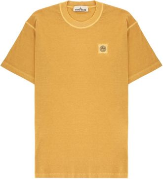 Stone Island Yellow Logo Crew Neck T-Shirt
