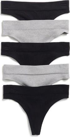 Honeydew Intimates Tracey Assorted 5-Pack Thongs in Black/gray at Nordstrom Rack, Size X-Large