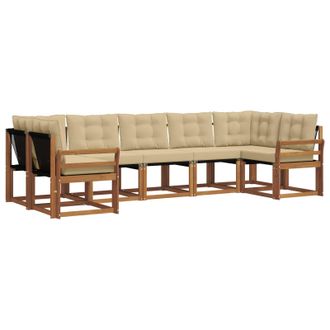 vidaXL Conjunto De Sof&aacute;s De Exterior Con Coj&iacute;n 7 Pcs Natural Y Beige Vidaxl