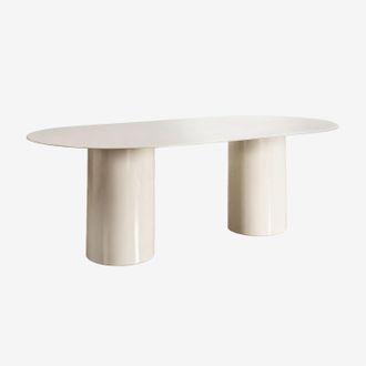 Sklum Mesa De Comedor Ovalada 220x110 Cm En Vidrio Templado Y Mdf Asgri Sklum